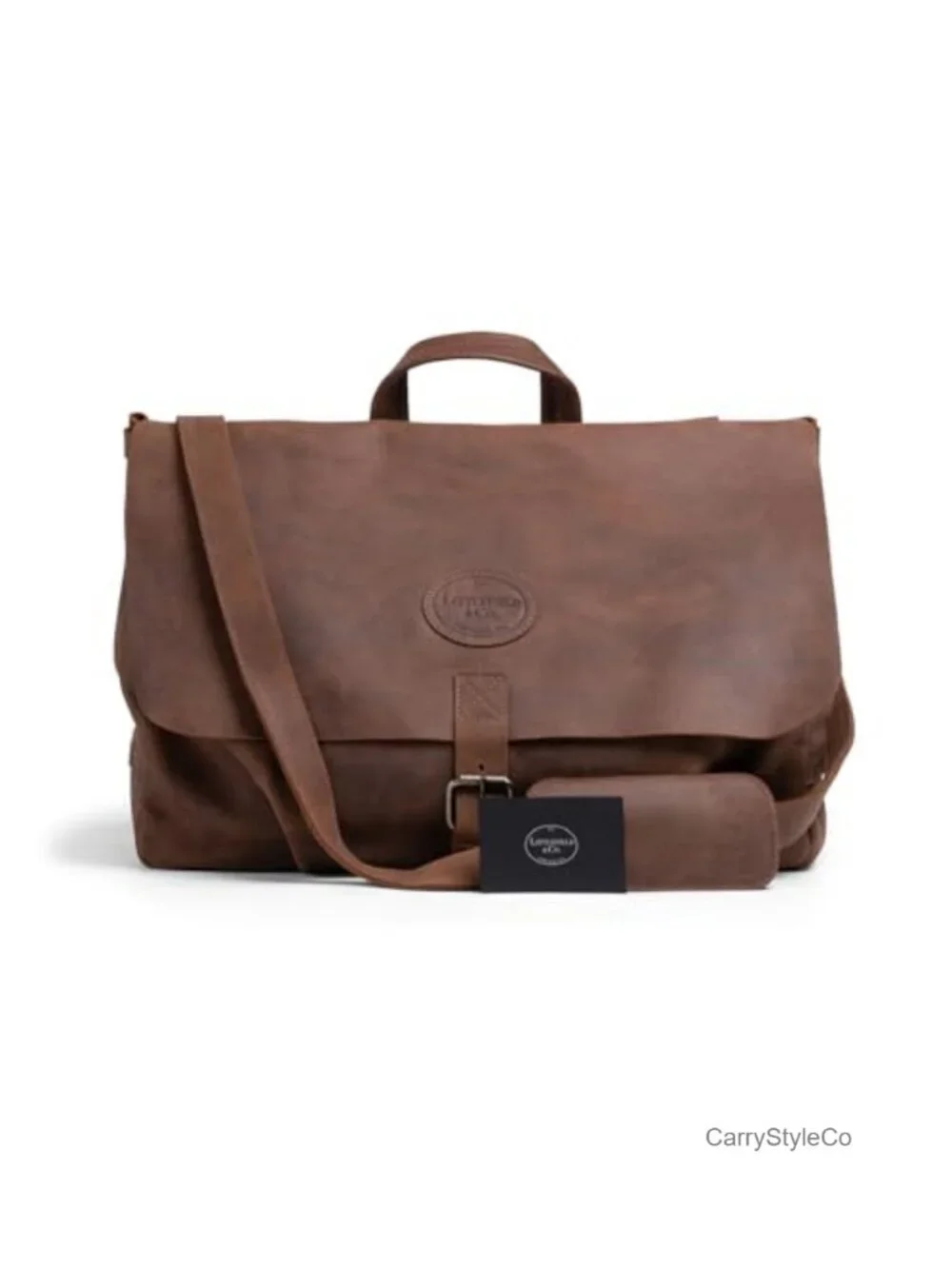 Handmade Full Grain Leather Messenger Bag with Adjustable Shoulder Strap, Large